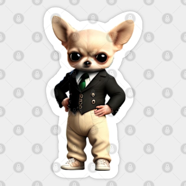 Chihuahua gentleman Sticker by IDesign23